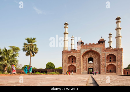 Akbars Grabmal, Sikandra, Uttar Pradesh, Agra, Indien Stockfoto