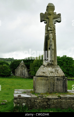 Dysert O' Dea hohe Kreuz & Kirche, die Burren, Co Clare, Irland Stockfoto