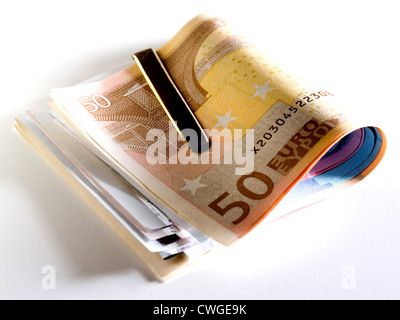 Berlin, zusammengehalten von einem gold Geld-Clip-Euro-Banknoten Stockfoto