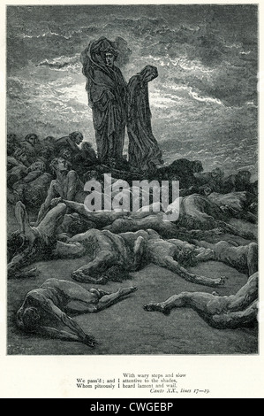 Illustration von Gustave Dore aus der Vision von Fegefeuer und Paradies von Dante Alighieri Stockfoto