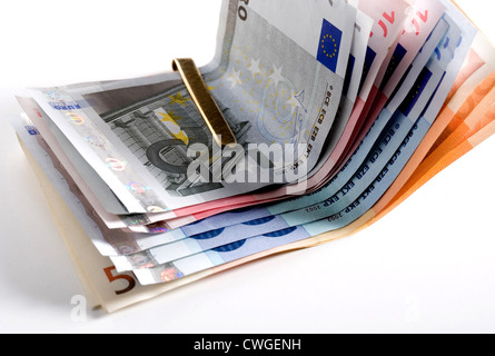 Berlin, zusammengehalten von einem gold Geld-Clip-Euro-Banknoten Stockfoto