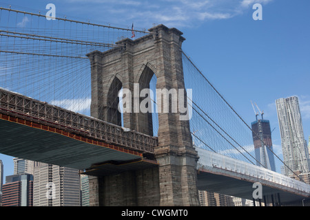 Eine Nahaufnahme von Brooklyn Bridge NYC Stockfoto