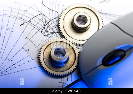 Mechanische Ratschen, Ausarbeitung und Maus Stockfoto