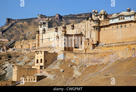 Amer Fort / Amber Fort, Schloss aus rotem Sandstein an Amer in der Nähe von Jaipur, Rajasthan, Indien Stockfoto