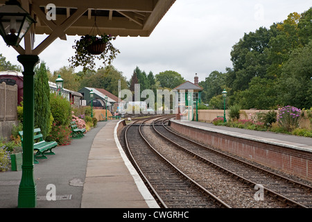 Horsted Keynes-Bahnhof an der Bahnstrecke von Bluebell in Sussex. Stockfoto