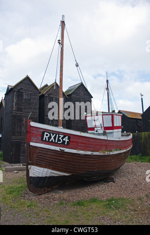 Altes Fischerboot im Fischer Museum, Hastings Stockfoto