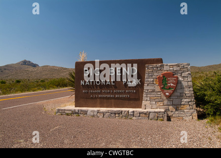 Big Bend Nationalpark Ortseingangsschild Stockfoto