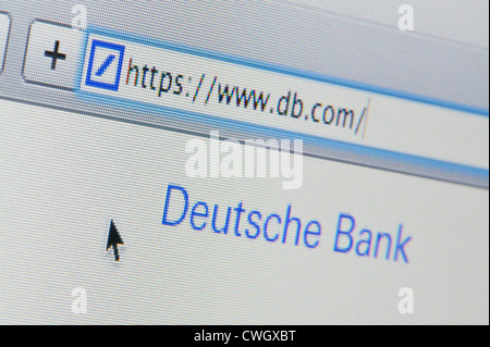 Nahaufnahme des Deutsche Bank Logos, wie auf ihrer Website zu sehen. (Nur zur redaktionellen Verwendung: print, TV, e-Book und redaktionelle Webseite). Stockfoto