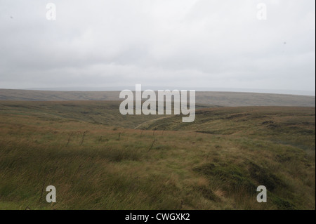 Blumen gebunden an einen Zaun auf Saddleworth Moor in Hommage an Winnie Johnson und Mauren Mord Opfer Sohn Keith Bennett Stockfoto