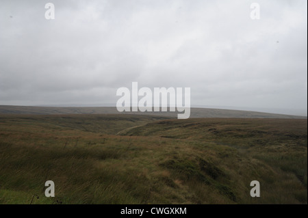 Blumen gebunden an einen Zaun auf Saddleworth Moor in Hommage an Winnie Johnson und Mauren Mord Opfer Sohn Keith Bennett Stockfoto