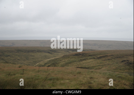 Blumen gebunden an einen Zaun auf Saddleworth Moor in Hommage an Winnie Johnson und Mauren Mord Opfer Sohn Keith Bennett Stockfoto