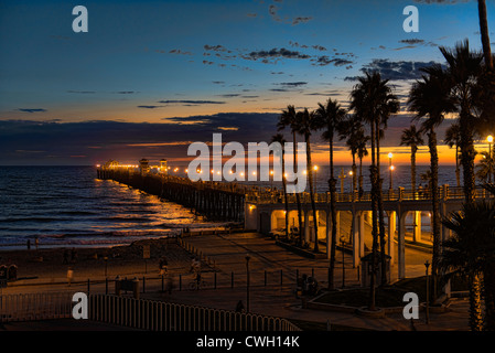 Sonnenuntergang in Oceanside Pier Stockfoto