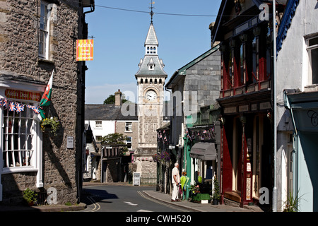 Stadt von Hay on Wye oder Hay-on-Wye in der Grafschaft Herefordshire in der Nähe von Powys. Haus von Buchhandlungen und Hay on Wye-Buch-Festival. Stockfoto
