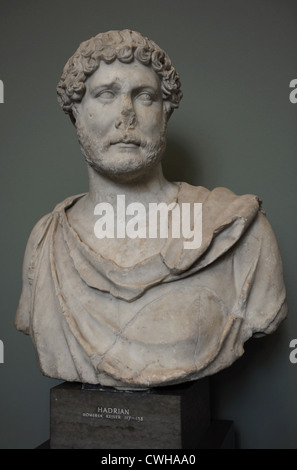 Hadrian (76-138). Römischer Kaiser (117-138). Büste von Rom (125-138 N.Chr.) 2. Jahrhundert. Marmor. Carlsberg Glyptotek Museum. Stockfoto