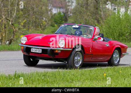 Vintage Touring Rennwagen Triumph Spitfire GT6 MK III aus dem Jahr 1971 beim Grand Prix in Mutschellen, SUI am 29. April 2012. Stockfoto