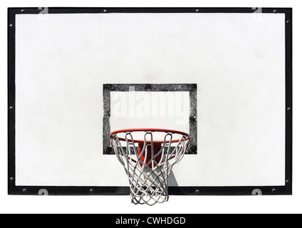 Basketball-Rückwand auf die Schule Basketballplatz isoliert auf weißem Hintergrund Stockfoto