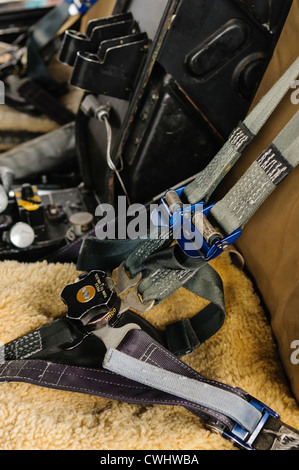 Sicherheitsgurt auf dem Co-Piloten-Sitz von einem Westland Wessex HC2 Stockfoto