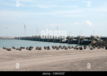 Delta arbeitet, den Gewässerschutz in Holland gegen das steigende Meer Stockfoto