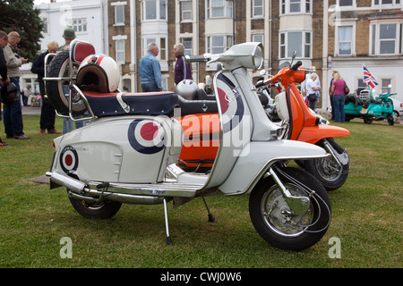 Klassischen Lambretta Roller zu den internationalen Scooter Rally Isle Of Wight, England UK Stockfoto