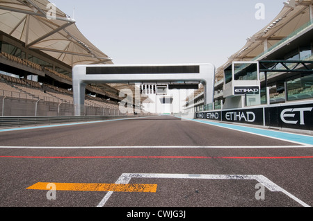 Pole-Position beim Yas Schaltung Formel1, Yas Island, Abu Dhabi Stockfoto