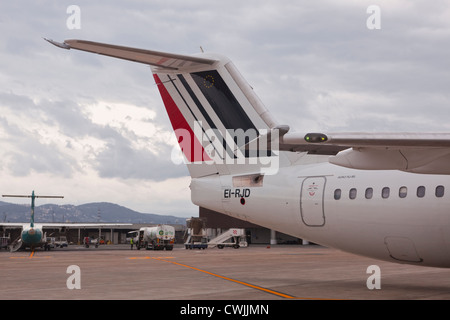 Ein CityJet betrieben durch Air France wartet Abfahrt. Stockfoto