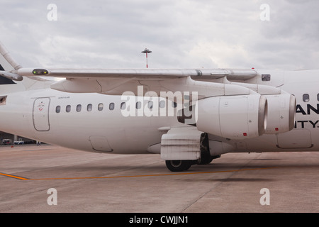 Ein CityJet betrieben durch Air France wartet Abfahrt. Stockfoto