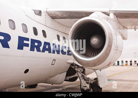 Ein CityJet betrieben durch Air France wartet Abfahrt. Stockfoto