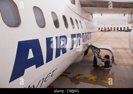 Ein CityJet betrieben durch Air France wartet Abfahrt. Stockfoto