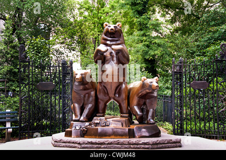 Die Gruppe von Bären Statue Skulptur Central Park in New York Stockfoto