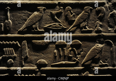 Ägypten. Stele von General Intef (jtj). Detail. C. 2050 v. Chr. 11. Dynastie. Reich der Mitte. Detail. Hieroglyphenschrift. Stockfoto