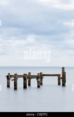 Teil der alten Swanage Pier in Dorset Stockfoto