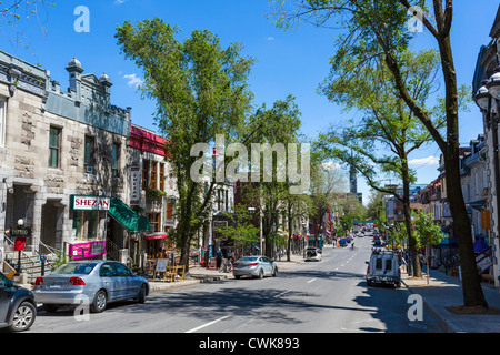 Rue Saint-Denis in das Quartier Latin (Quartier Latin), Montreal, Quebec, Kanada Stockfoto