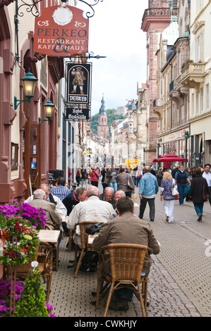 Die Hauptstrasse, Haupt Straße alte Stadt Heidelberg, Germany. Stockfoto