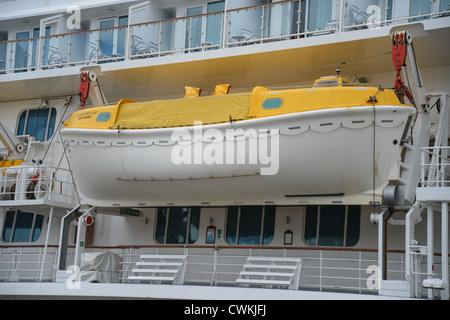 Rettungsboot auf Fred Olsen M.S.Balmoral Kreuzfahrtschiff, Antwerpen, Belgien, Region Flandern, Provinz Antwerpen Stockfoto