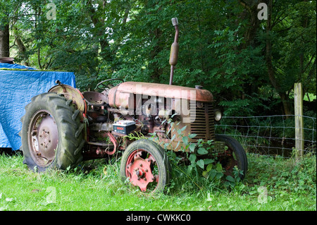 alte verlassene rostenden Traktor in Bauern Feld Stockfoto