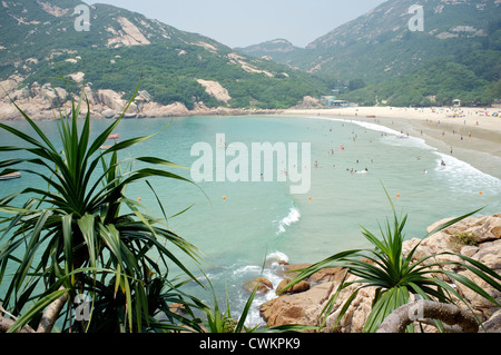 Strand in Shek O, Ortslage direkt am Strand befindet sich auf der süd-östlichen Teil von Hong Kong Island, in Hong Kong. 27. August 2012 Stockfoto