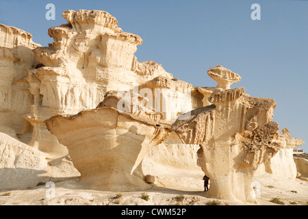 Las Gredas de Bolnuevo, auch genannt Ciudad Encantada (verzauberte Stadt) sind stark erodierte Sandsteinformationen. Mazarron, Spanien Stockfoto