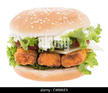 Fisch Burger isoliert auf weißem Hintergrund Stockfoto