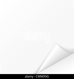Ein Blatt Papier eingewickelt. Illustration für Design auf weißem Hintergrund Stockfoto
