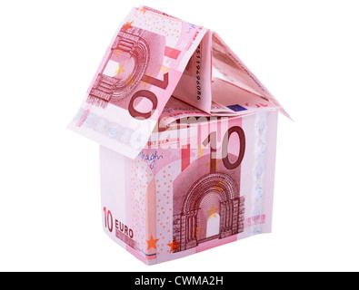 Haus aus Euro-Banknoten Stockfoto