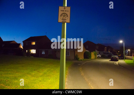 Nachbarschaft Uhr anmelden, Suffolk, UK Stockfoto