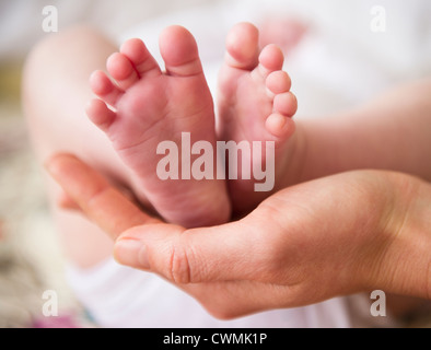 USA, New Jersey, Jersey City, Nahaufnahme von Baby Boy (2-5 Monate} Füße Stockfoto