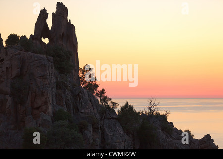 herzförmige Felsen in Piana Calanche, Korsika, Frankreich Stockfoto