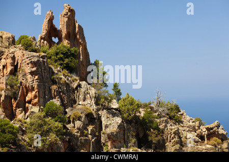 herzförmige Felsen in Piana Calanche, Korsika, Frankreich Stockfoto