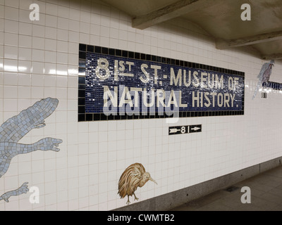 81st Street - u-Bahnstation Museum of Natural History, New York Stockfoto