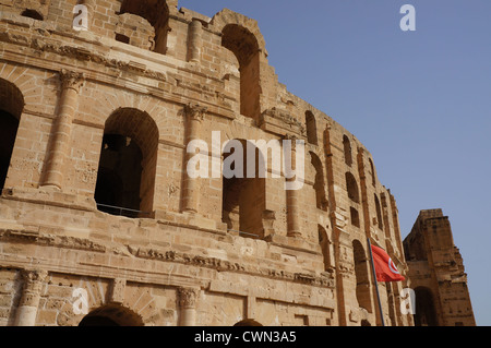 Panoramablick über das Amphitheater von El Djem in Tunesien Stockfoto