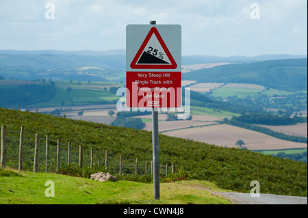 Ein Zeichen auf der Long Mynd, Shropshire - sehr steilen Hügel einzelne track mit Lastgang Orte jetzt vorbei. Stockfoto