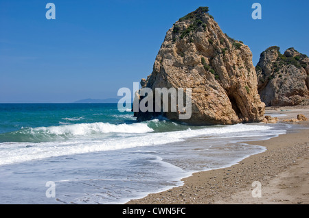 Felsformation Potistika Strand (Pilion Halbinsel, Thessalien, Griechenland) Stockfoto