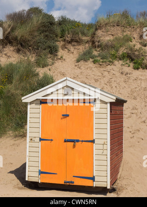 Strandhütte im Saunton Sands beach North Devon England. Stockfoto