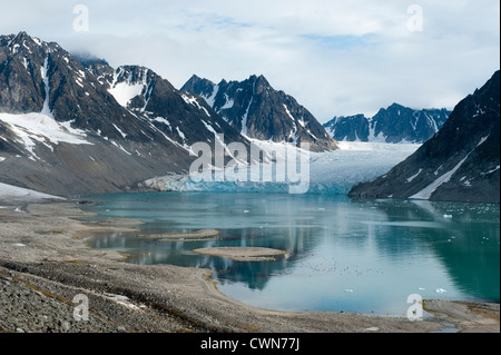 Gletscher in Magdalenefjord, Arktis, Spitzbergen, Svalbard Stockfoto